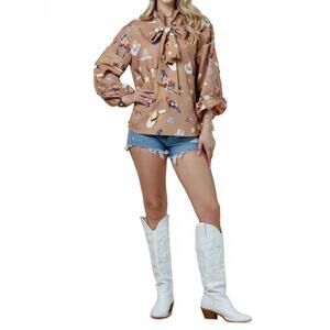 NEW NYLON APPAREL spur western top in brown